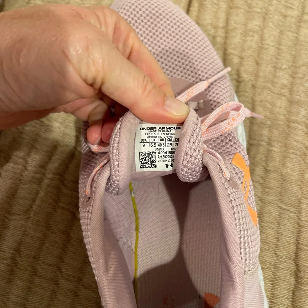 Under Armour Light Pink Knit Sneakers with Orange Logo